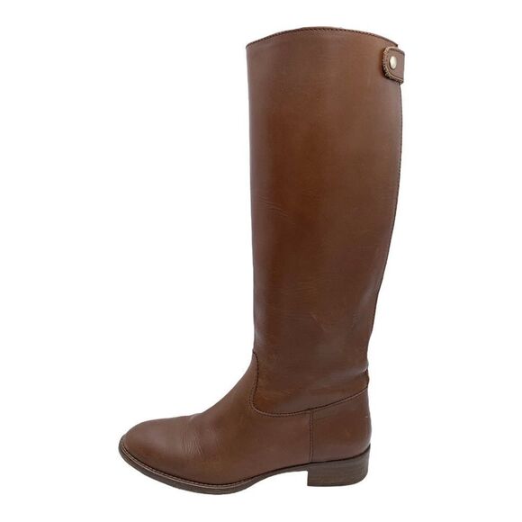 J. Crew Brown Leather Back Zip Knee High‎ Riding Boots 6.5 - Picture 1 of 16